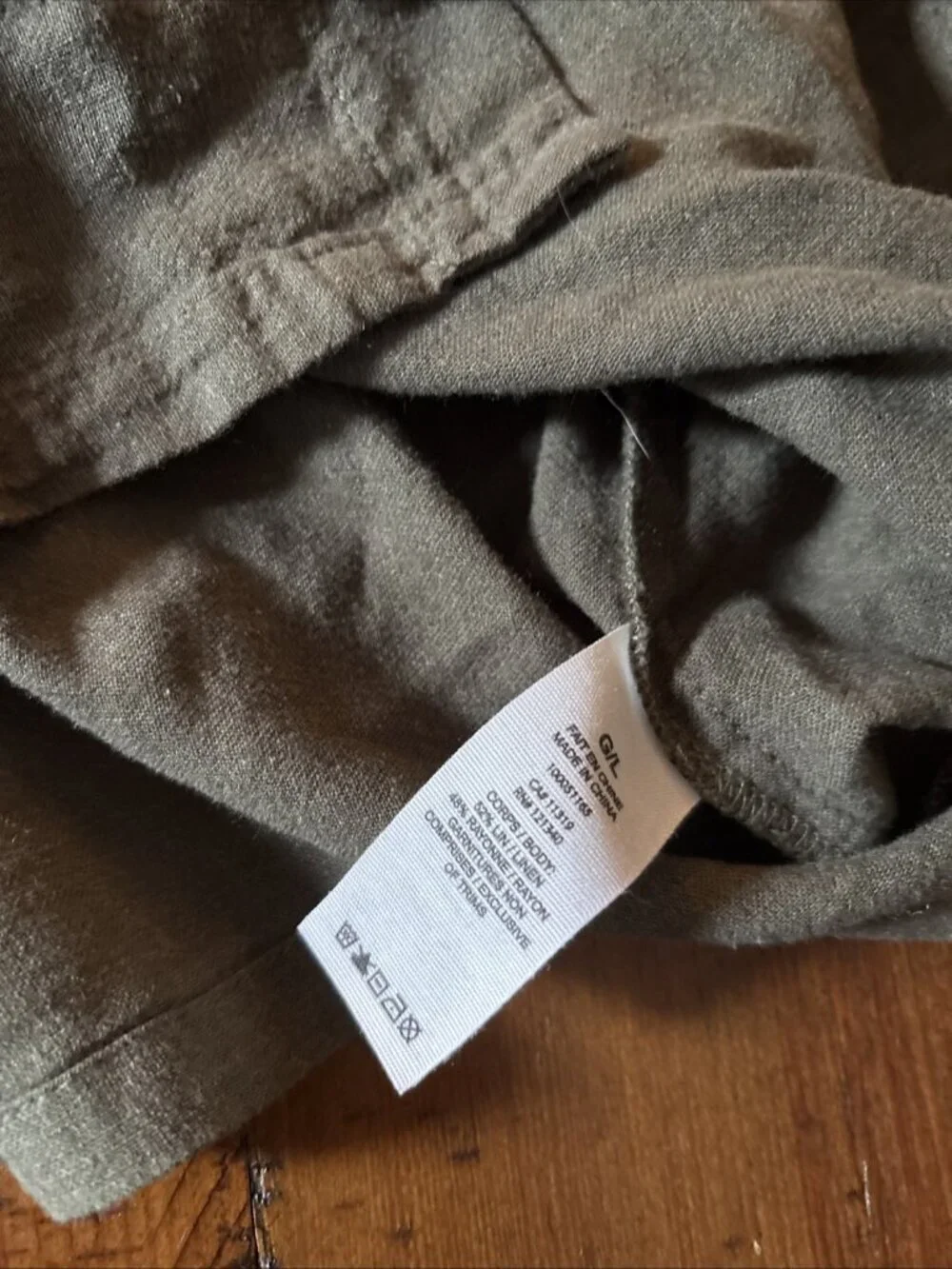 Garage Army Green Overall Dress Size Large Linen Blend